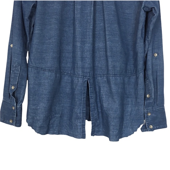 Anthropologie Cloth & Stone Slit Hem Roll Tab Long Sleeve Button Up Blouse - Picture 10 of 11